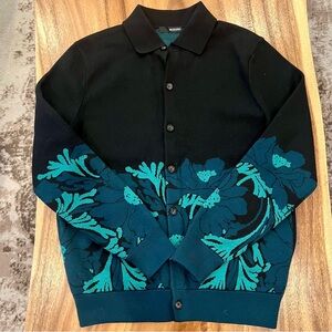 Murano Black and Teal Men's Cardigan